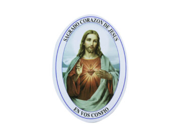Adhesivos doble faz ovalado Sagrado Corazón de Jesús. 11cm